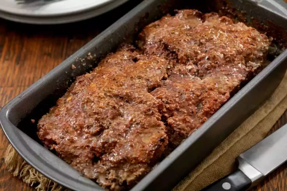 Cooked Meatloaf in a Meatloaf Pan