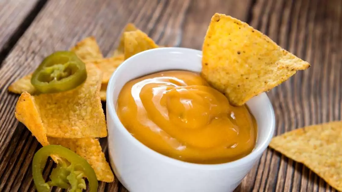 Lefover Nacho Cheese Sauce with Chips
